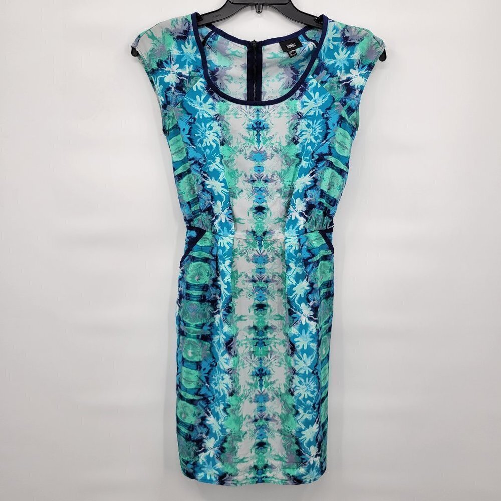 Mossimo Women Blue Green All Over Print Sleeveless Scoop Neck Mini Dress Size XS